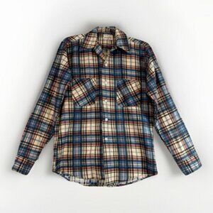 VTG Permanent Press by Donlin Plaid Shirt Mens S Blue Button Up Long Sleeve USA